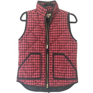J. Crew Red and Black Checkered Vest